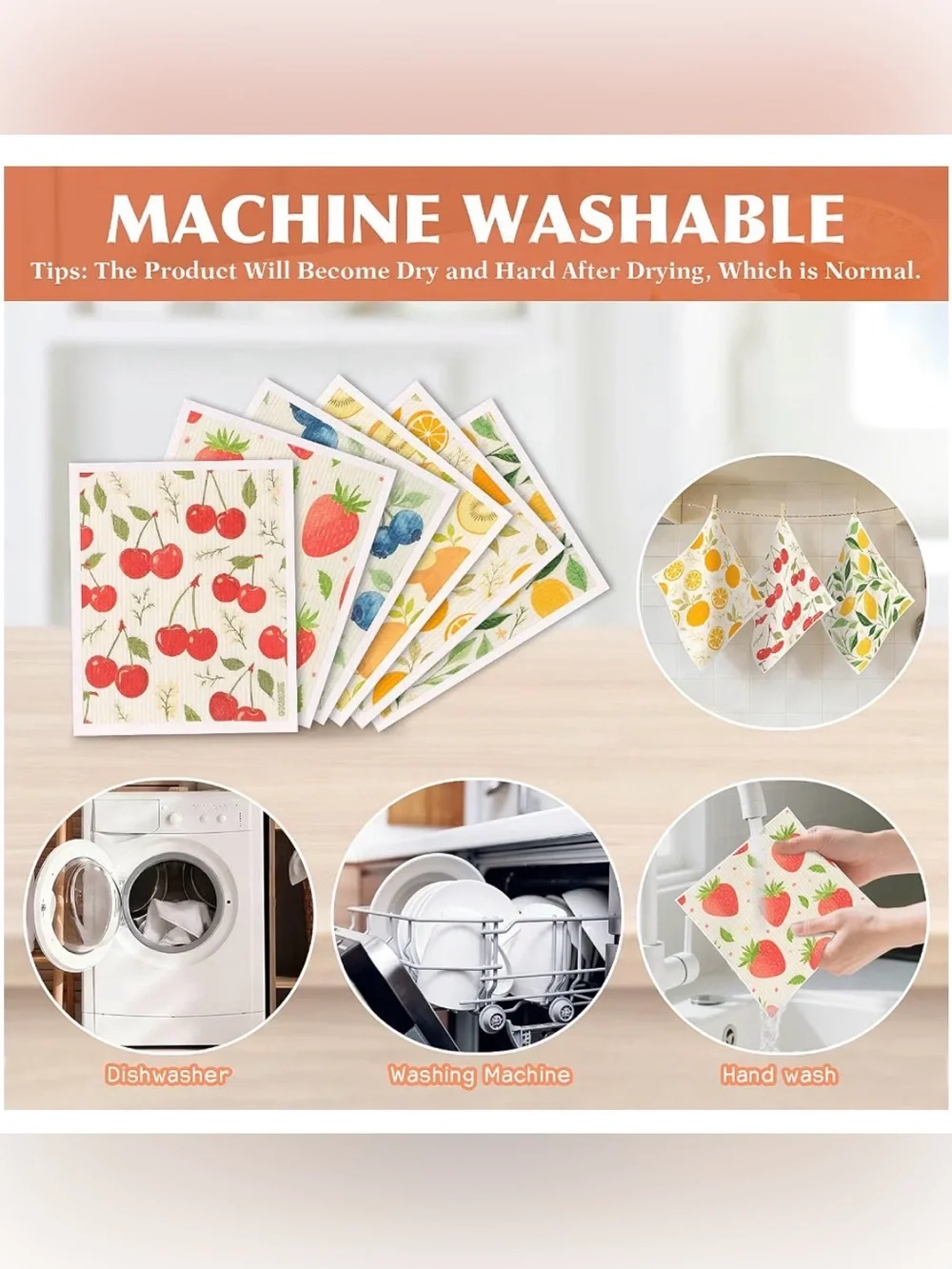 Swedish Dishcloths for Kitchen, 6 Pack Reusable Paper Towels